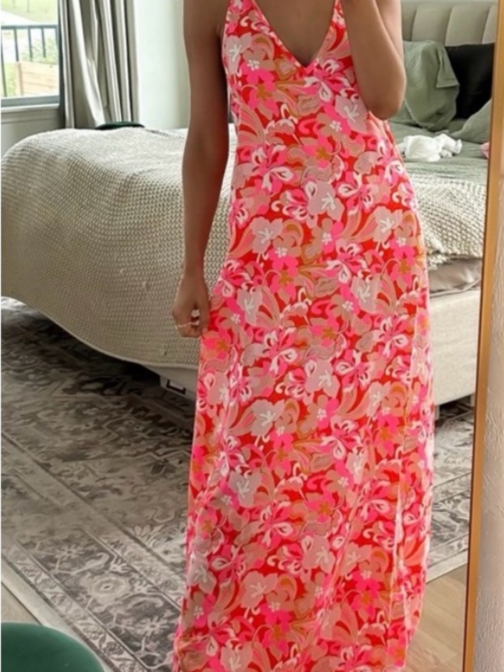 Floral Slip Maxi Dress in Pink lightweight slip dress or cover up